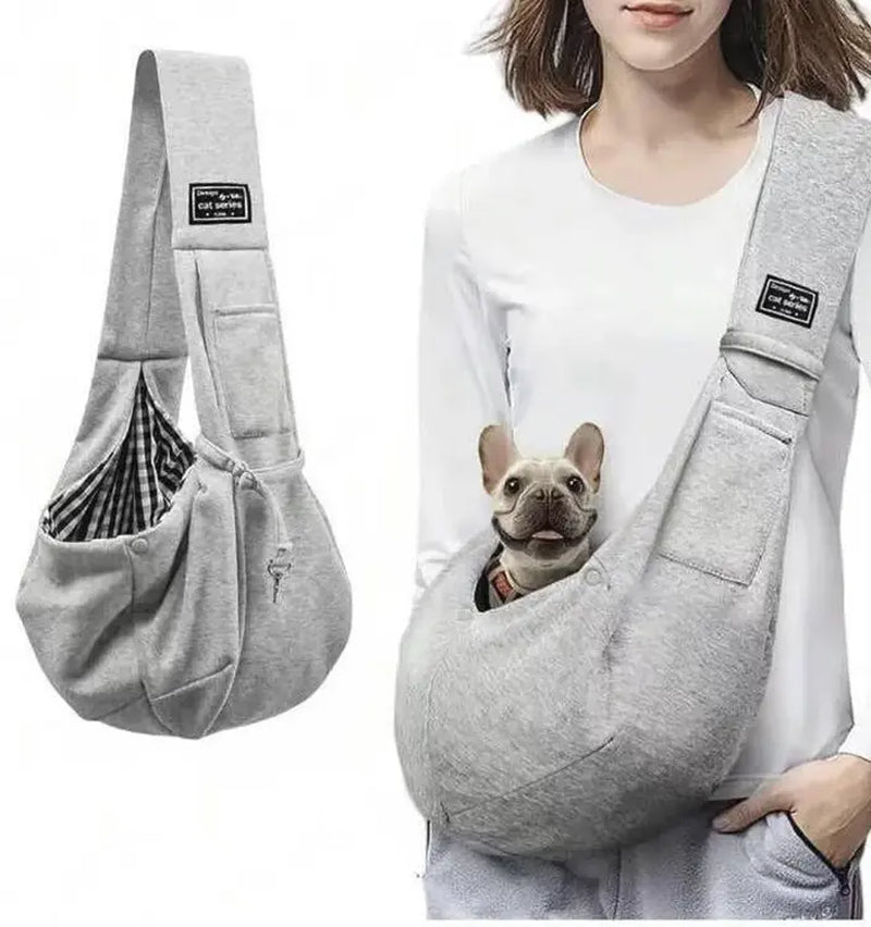 Reversible Pet Carrier Sling for Small Dogs and Cats with Storage Pocket - Hands-Free Travel Harness for Daily Use