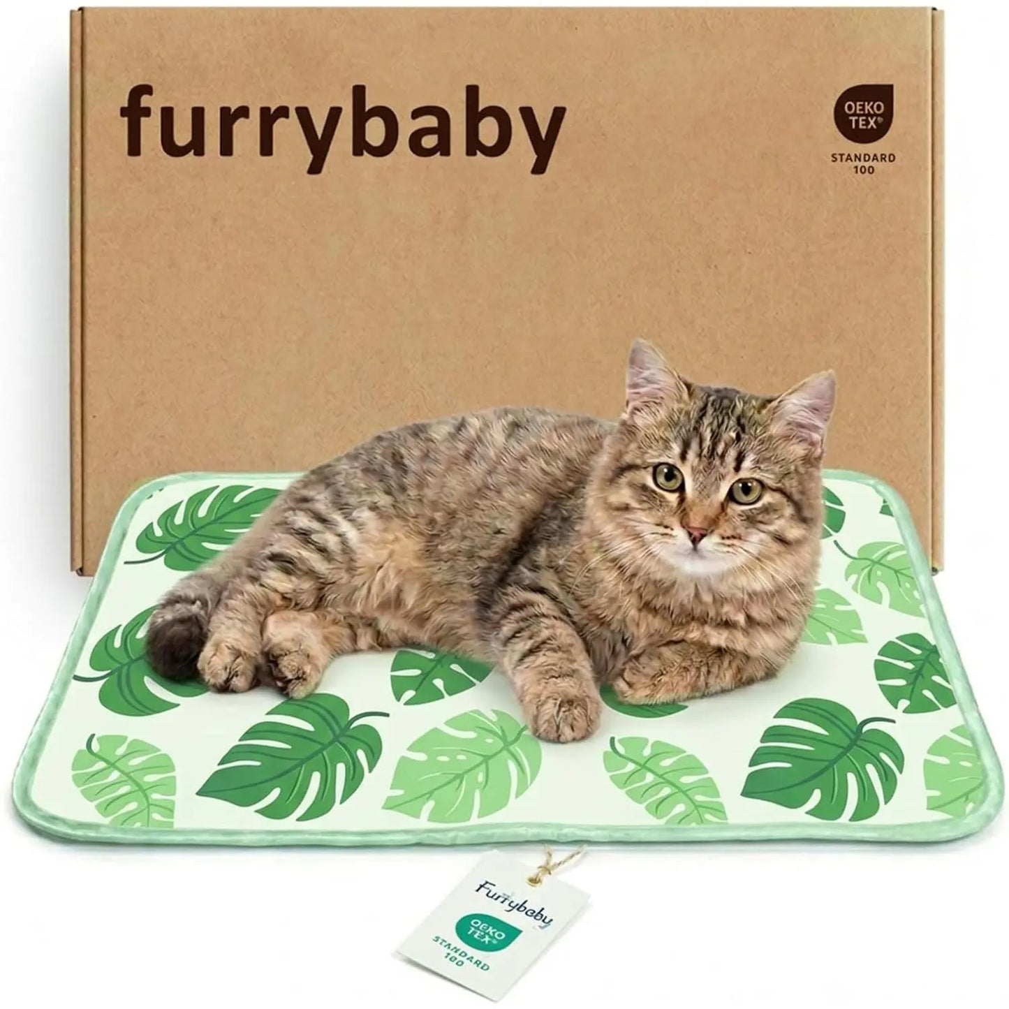 Pet Cooling Mat for Dogs and Cats, Soft and Breathable Self-Cooling Pad, 23" x 18", Washable Non-Slip Design for Indoor and Outdoor Use, Leaf Pattern