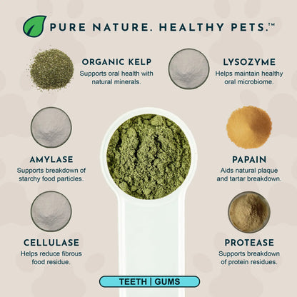 Sea-Dent Anti-Plaque Dental Powder for Dogs and Cats - Organic Kelp and Plant Enzymes for Oral Health Support