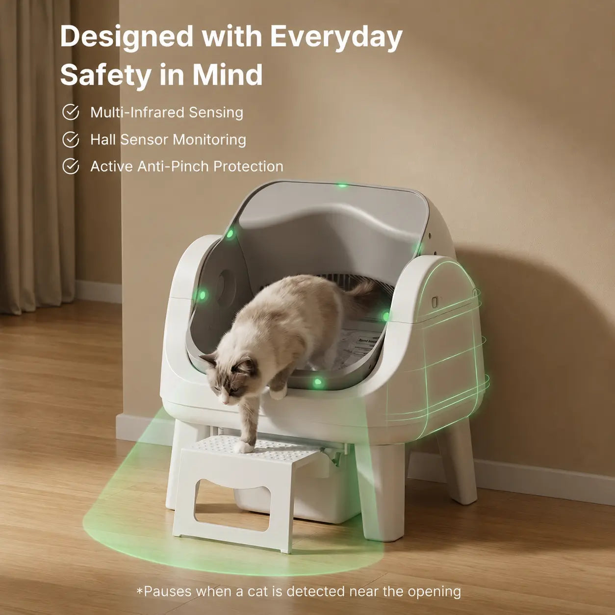 Petpivot Autoscooper 12 Lite Open-Top Automatic Self-Cleaning Cat Litter Box with Easy-Entry Front Step and Triple Safety Protection