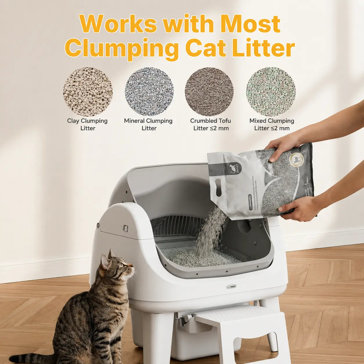 Petpivot Autoscooper 12 Lite Open-Top Automatic Self-Cleaning Cat Litter Box with Easy-Entry Front Step and Triple Safety Protection