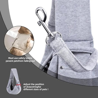 Reversible Pet Carrier Sling for Small Dogs and Cats with Storage Pocket - Hands-Free Travel Harness for Daily Use