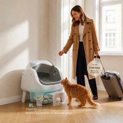 Petpivot Autoscooper 12 Lite Open-Top Automatic Self-Cleaning Cat Litter Box with Easy-Entry Front Step and Triple Safety Protection