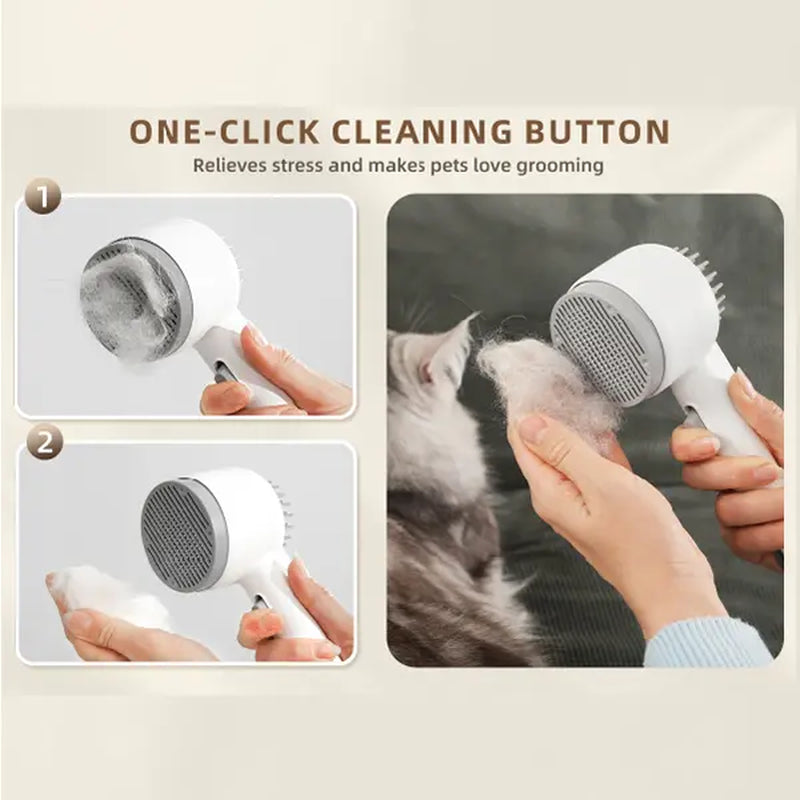 Fresh Fur 2-in-1 Pet Steam Shower Brush and Spray Comb for Cats and Dogs - Deshedding and Grooming Tool