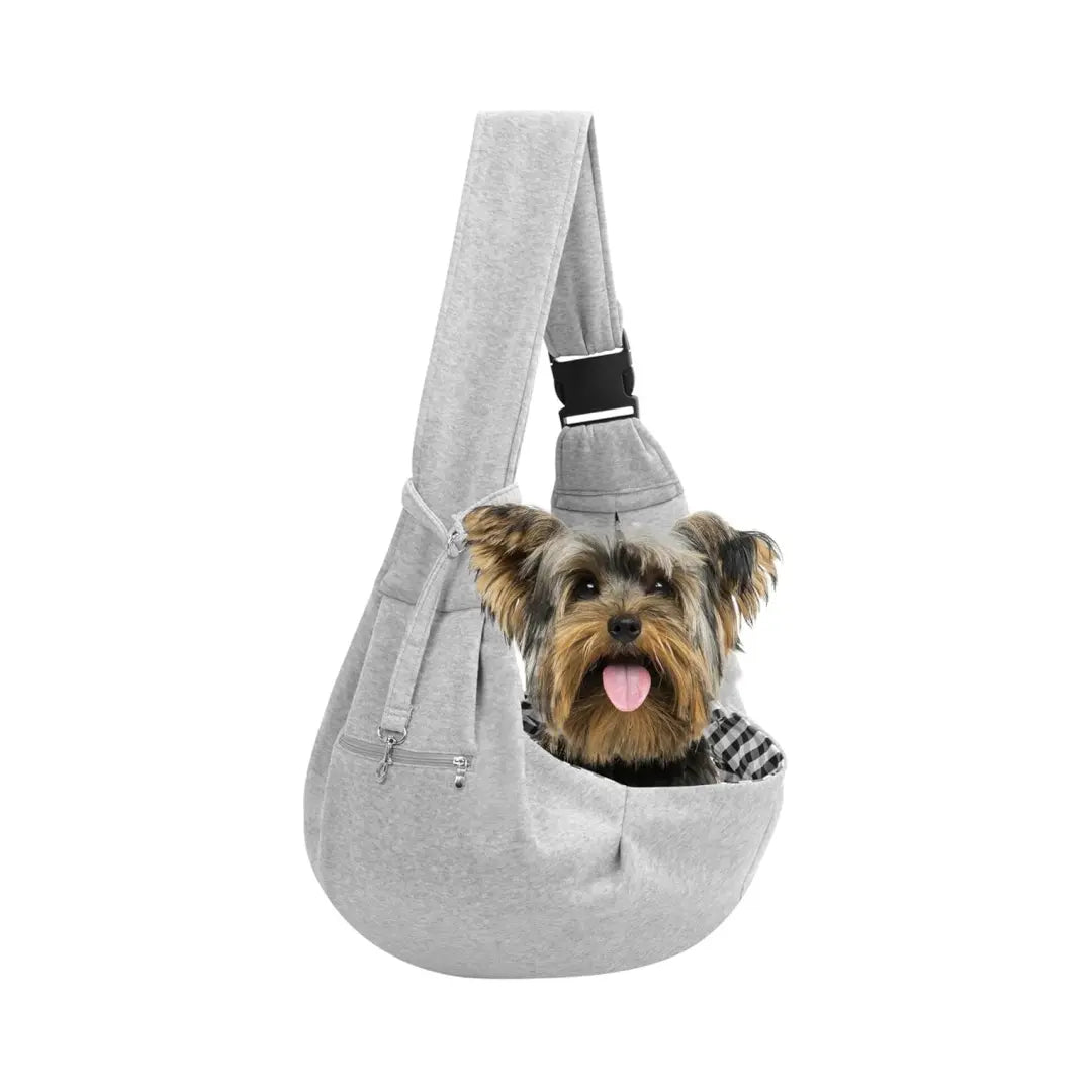 Reversible Pet Carrier Sling for Small Dogs and Cats with Storage Pocket - Hands-Free Travel Harness for Daily Use