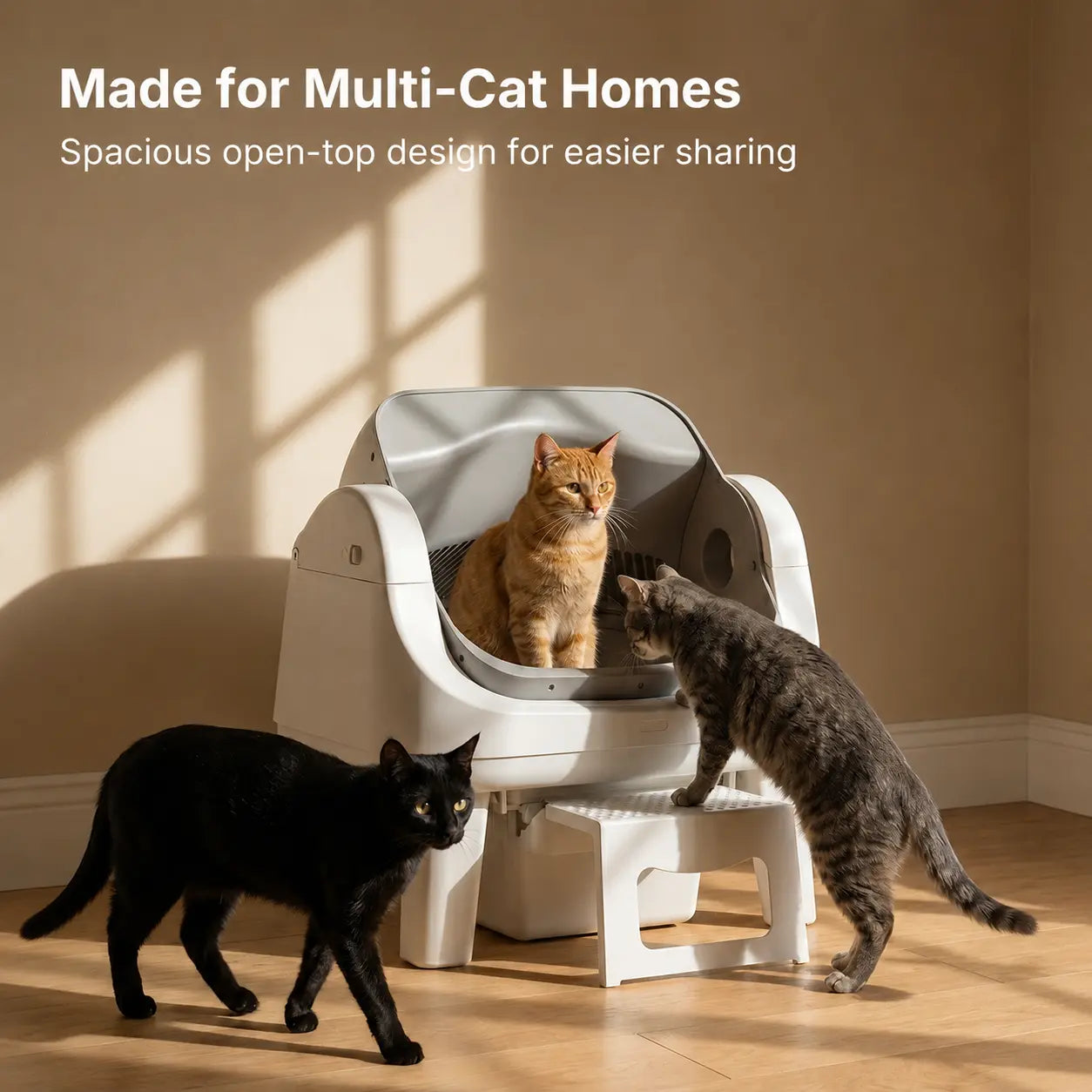 Petpivot Autoscooper 12 Lite Open-Top Automatic Self-Cleaning Cat Litter Box with Easy-Entry Front Step and Triple Safety Protection