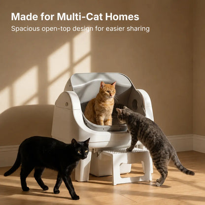 Petpivot Autoscooper 12 Lite Open-Top Automatic Self-Cleaning Cat Litter Box with Easy-Entry Front Step and Triple Safety Protection