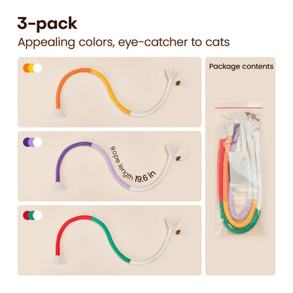 Potaroma 3-Pack Cat Chew Ropes - Dental Care Toys for Indoor Kittens, Promotes Oral Health and Encourages Exercise
