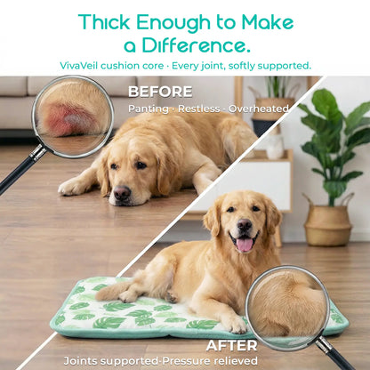 Pet Cooling Mat for Dogs and Cats, Soft and Breathable Self-Cooling Pad, 23" x 18", Washable Non-Slip Design for Indoor and Outdoor Use, Leaf Pattern
