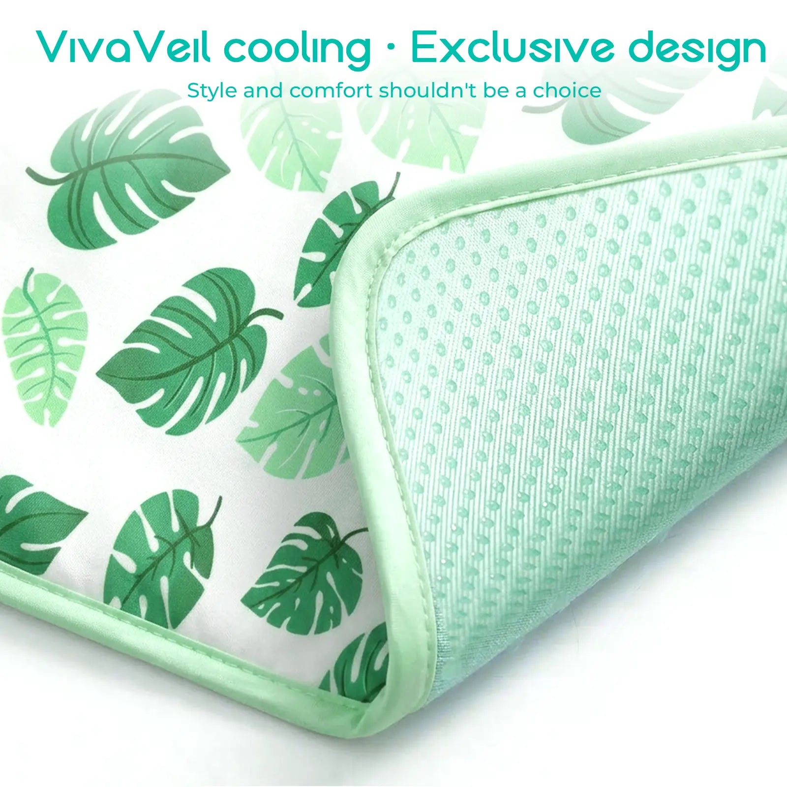 Pet Cooling Mat for Dogs and Cats, Soft and Breathable Self-Cooling Pad, 23" x 18", Washable Non-Slip Design for Indoor and Outdoor Use, Leaf Pattern