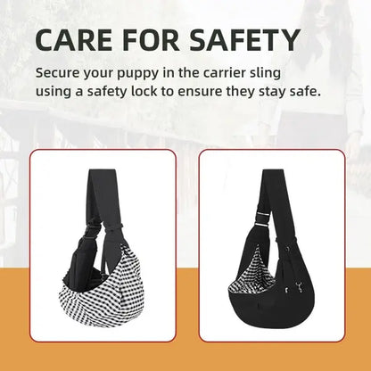 Reversible Pet Carrier Sling for Small Dogs and Cats with Storage Pocket - Hands-Free Travel Harness for Daily Use