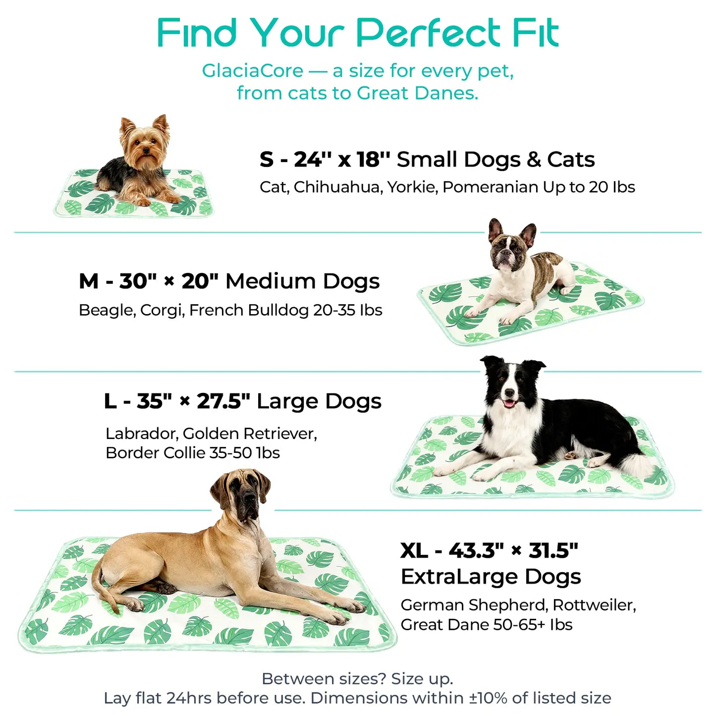 Pet Cooling Mat for Dogs and Cats, Soft and Breathable Self-Cooling Pad, 23" x 18", Washable Non-Slip Design for Indoor and Outdoor Use, Leaf Pattern