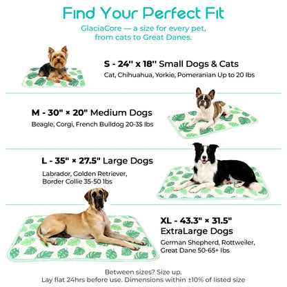 Pet Cooling Mat for Dogs and Cats, Soft and Breathable Self-Cooling Pad, 23" x 18", Washable Non-Slip Design for Indoor and Outdoor Use, Leaf Pattern