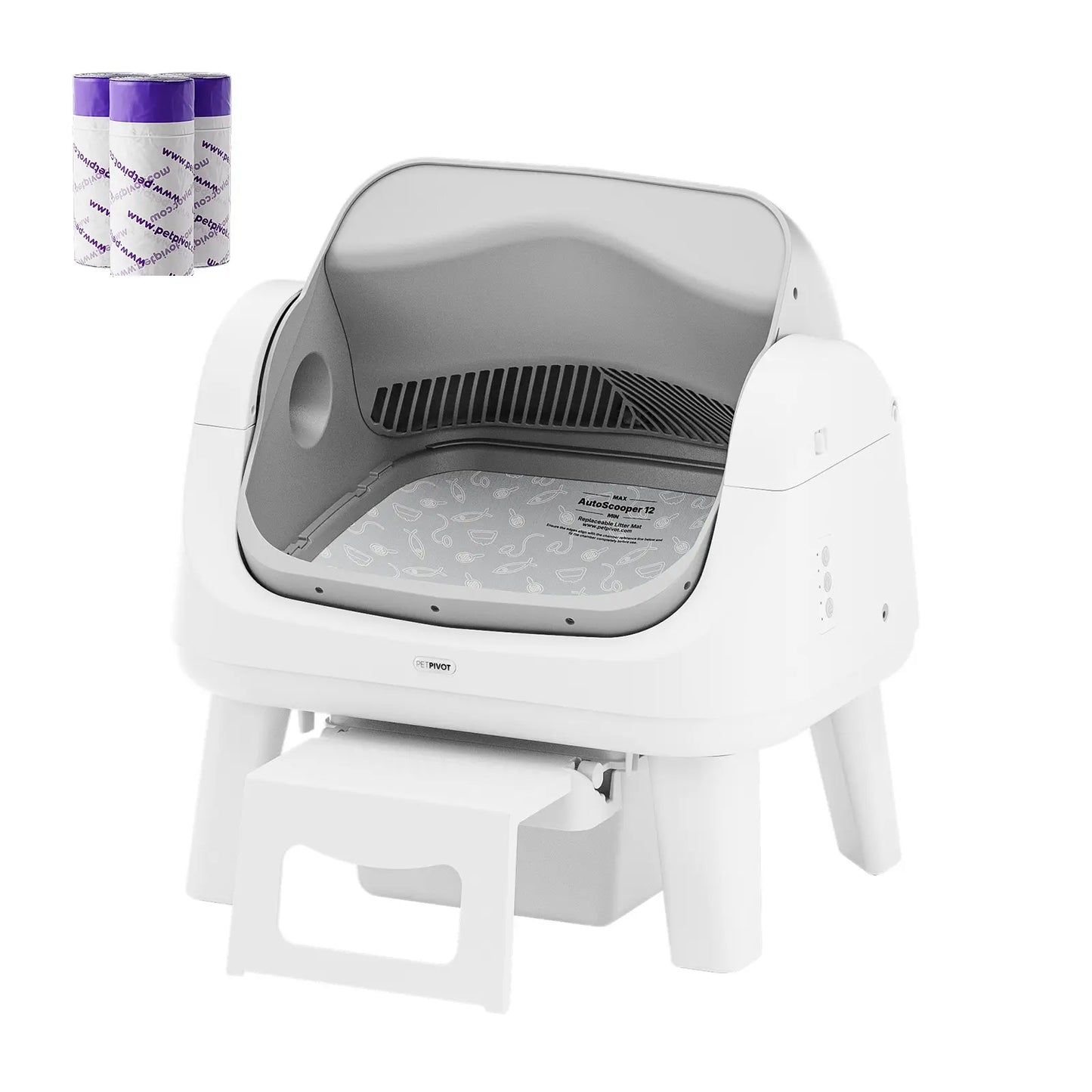Petpivot Autoscooper 12 Lite Open-Top Automatic Self-Cleaning Cat Litter Box with Easy-Entry Front Step and Triple Safety Protection