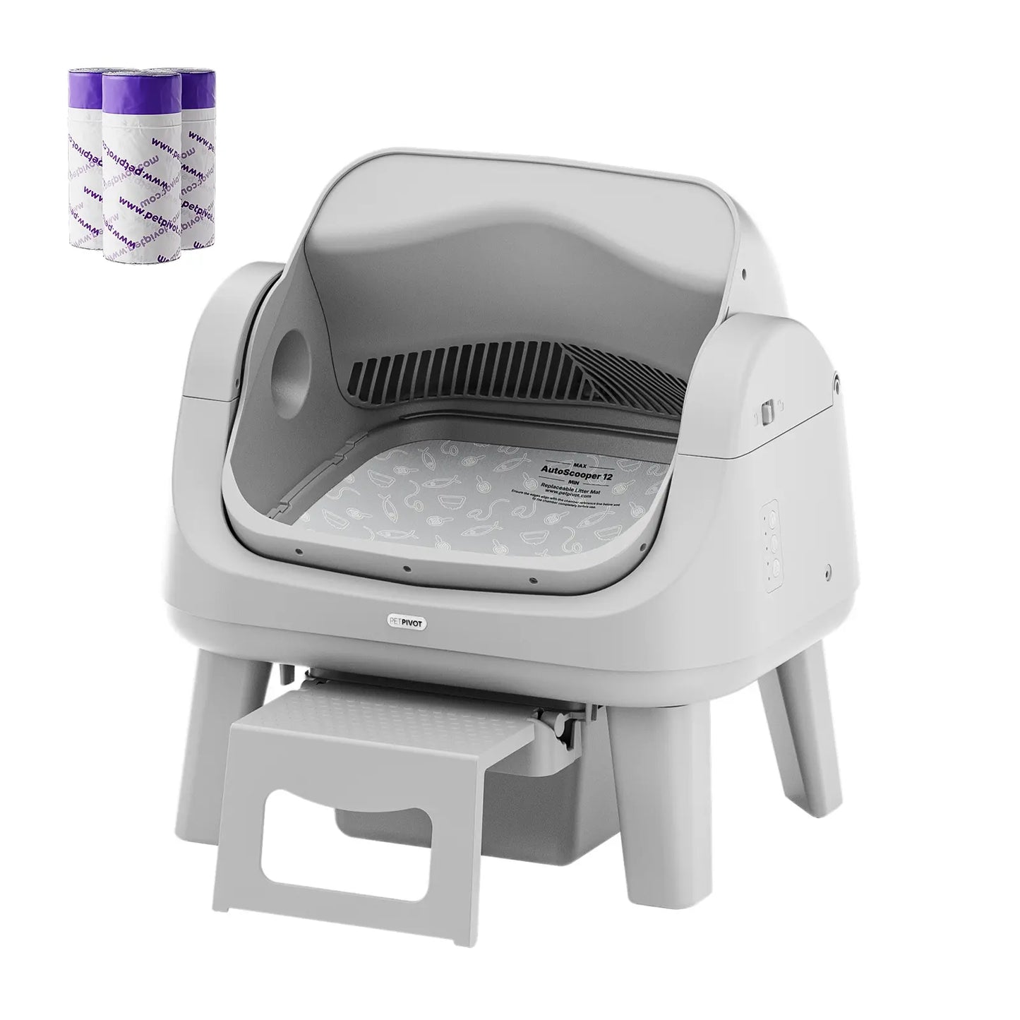 Petpivot Autoscooper 12 Lite Open-Top Automatic Self-Cleaning Cat Litter Box with Easy-Entry Front Step and Triple Safety Protection