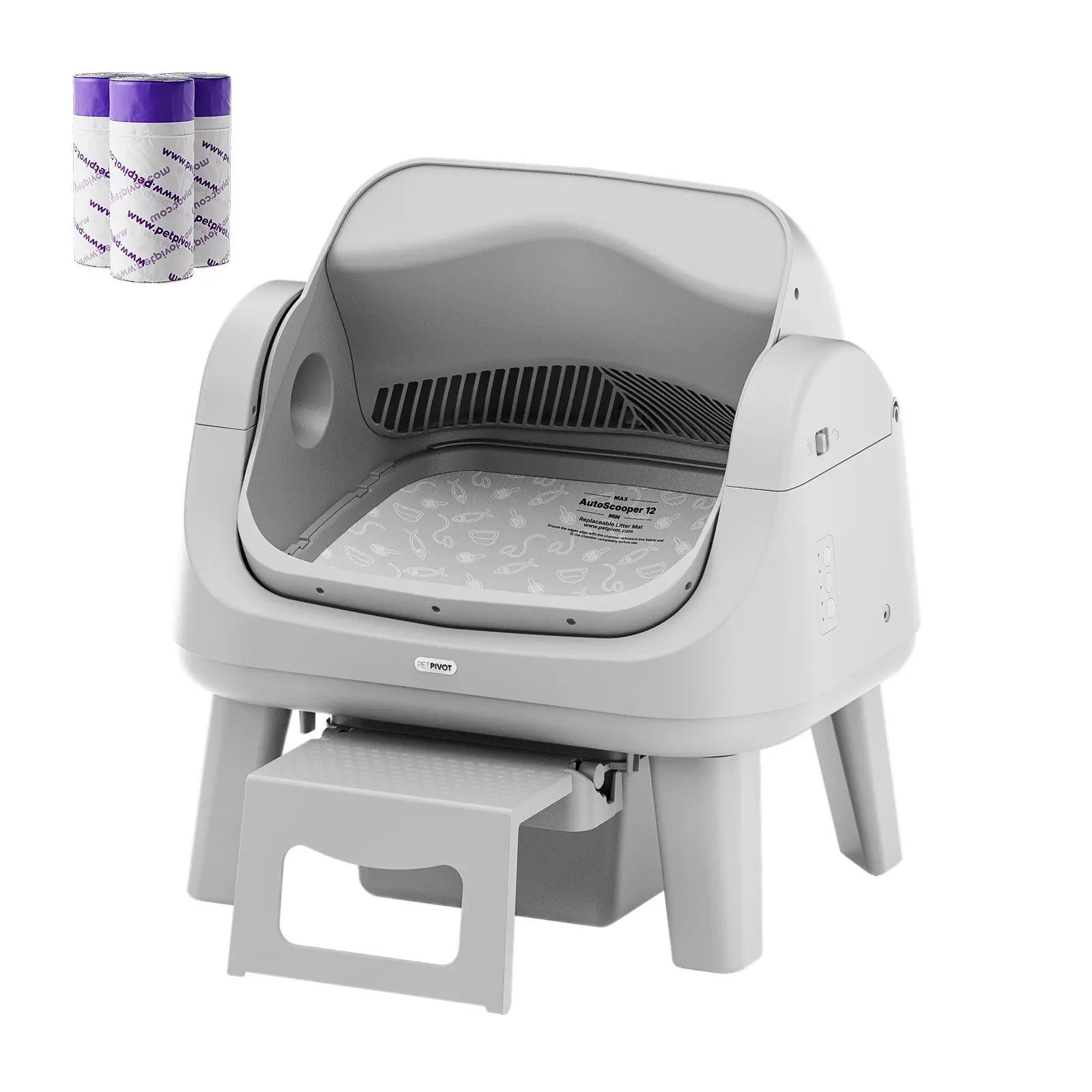Petpivot Autoscooper 12 Lite Open-Top Automatic Self-Cleaning Cat Litter Box with Easy-Entry Front Step and Triple Safety Protection