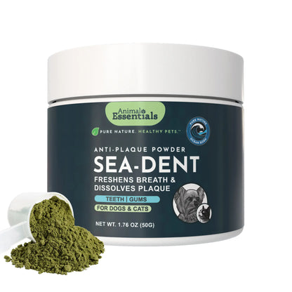 Sea-Dent Anti-Plaque Dental Powder for Dogs and Cats - Organic Kelp and Plant Enzymes for Oral Health Support