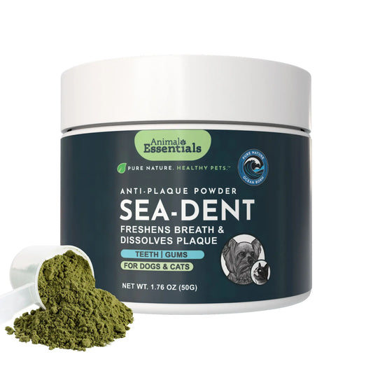 Sea-Dent Anti-Plaque Dental Powder for Dogs and Cats - Organic Kelp and Plant Enzymes for Oral Health Support