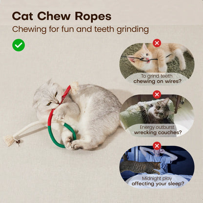 Potaroma 3-Pack Cat Chew Ropes - Dental Care Toys for Indoor Kittens, Promotes Oral Health and Encourages Exercise
