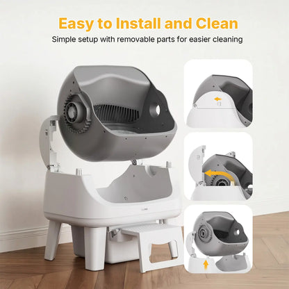 Petpivot Autoscooper 12 Lite Open-Top Automatic Self-Cleaning Cat Litter Box with Easy-Entry Front Step and Triple Safety Protection