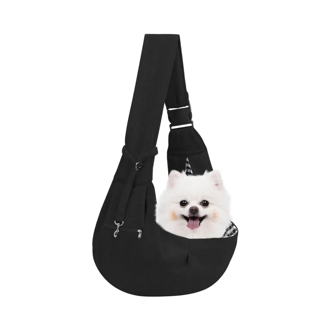 Reversible Pet Carrier Sling for Small Dogs and Cats with Storage Pocket - Hands-Free Travel Harness for Daily Use